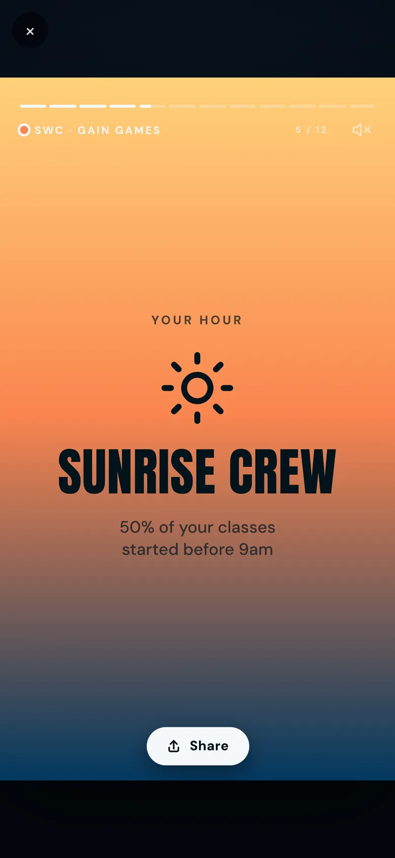 Wrapped slide: Sunrise Crew, half your classes before 9am